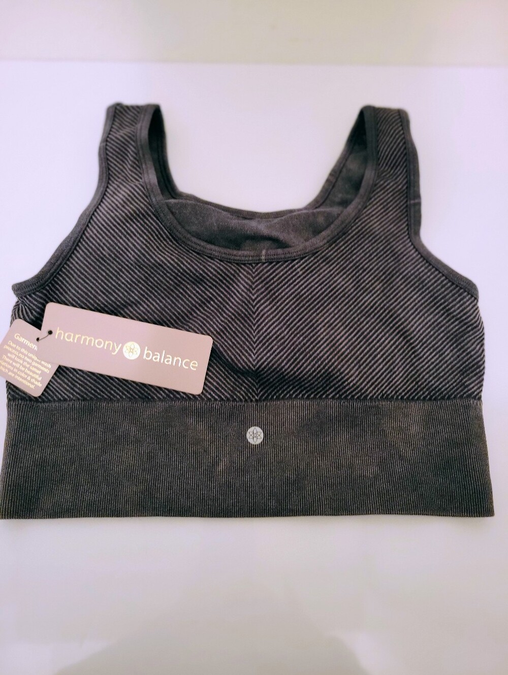 Harmony + Balance Women's Size L Charcoal Gray Mineral Wash Sports Bra NWT